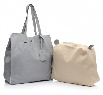 Kožené kabelka shopper bag Vera Pelle šedá 205454