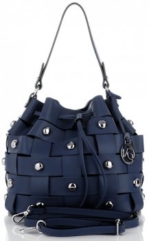 Kožené kabelka shopper bag Vittoria Gotti tmavo modrá V5867