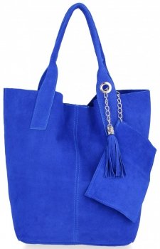 Kožené kabelka shopper bag Genuine Leather kobaltová 801