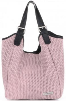 Kožené kabelka shopper bag Vittoria Gotti púdrová ružová V80050