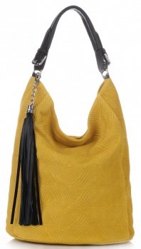 Kožené kabelka shopper bag Genuine Leather žltá G100