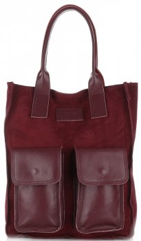 Kožené kabelka shopper bag Vittoria Gotti bordová V27A