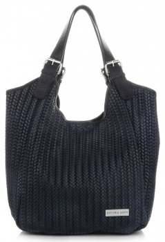 Kožené kabelka shopper bag Vittoria Gotti tmavo modrá V80050