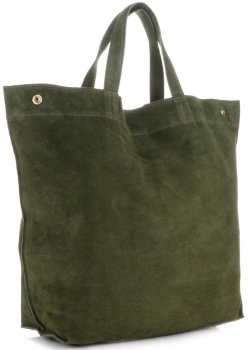 Kožené kabelka shopper bag Vera Pelle zelená A19