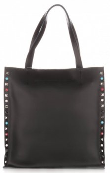 Kožené kabelka shopper bag Genuine Leather čierna 5013