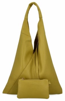 Talianska Kožená Kabelka Shopper Bag s Malou Kozmetickou Taštičkou 5820S Limetková