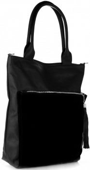 Kožené kabelka shopper bag Vittoria Gotti čierna V270