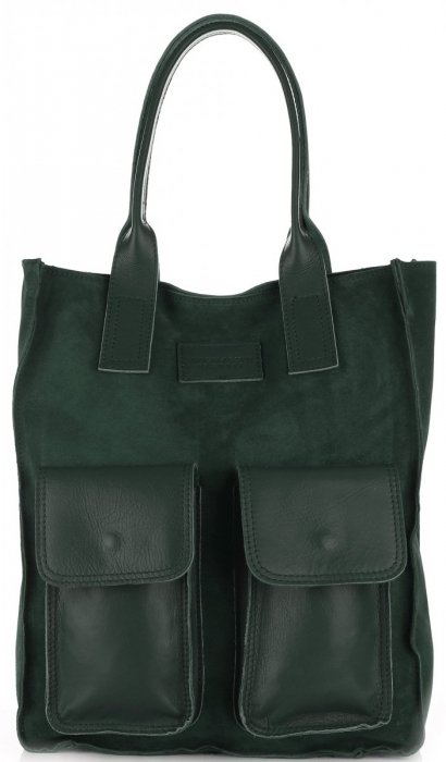 Kožené kabelka shopper bag Vittoria Gotti lahvově zelená V27A