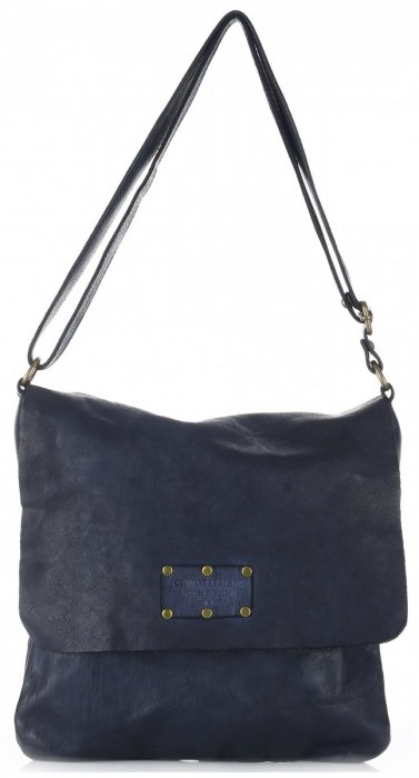 Kožené kabelka listonoška Genuine Leather tmavě modrá L5127