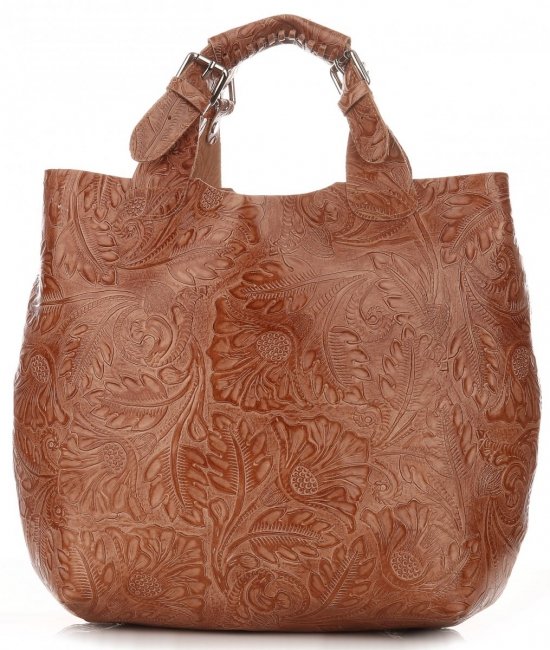 Kožené kabelka shopper bag Genuine Leather zrzavá K216