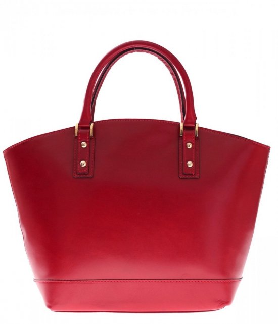Módní kožené tašky typu Shopper bag lodička červená