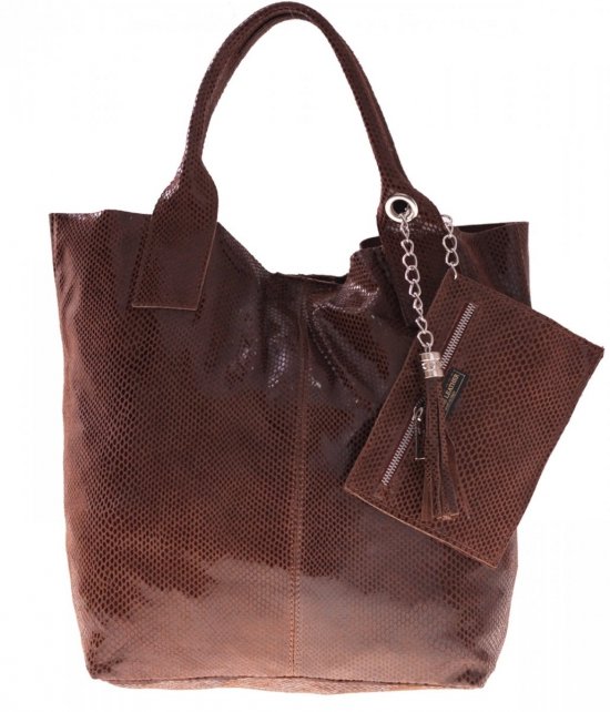 Kožené kabelka shopper bag Genuine Leather hnědá 555