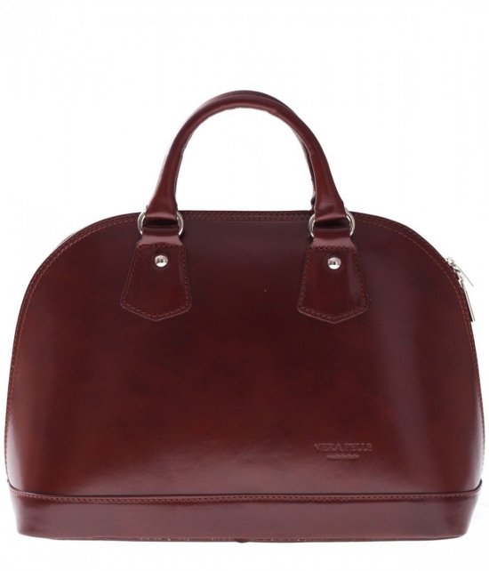 Kožená kabelka kufřík Vera Pelle hnědý