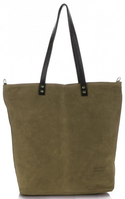 Kožené kabelka shopper bag Vera Pelle zelená 80041