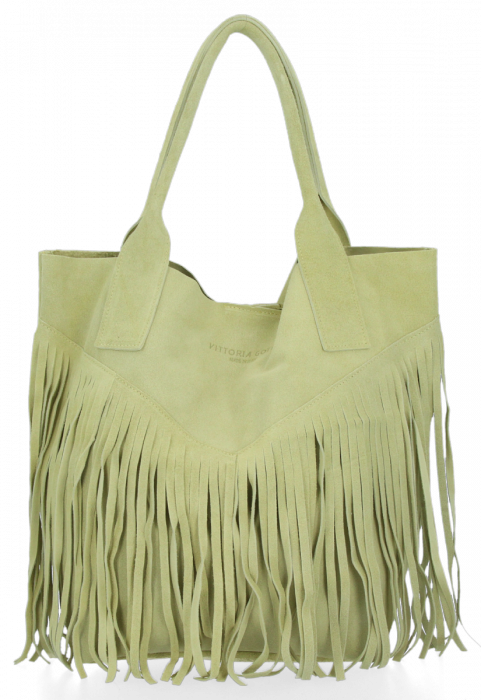 Dámská kabelka shopper bag Vittoria Gotti pistáciová VPOS9