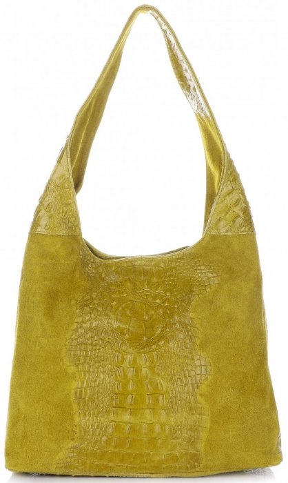 Kožené kabelka shopper bag Vera Pelle žlutá A1