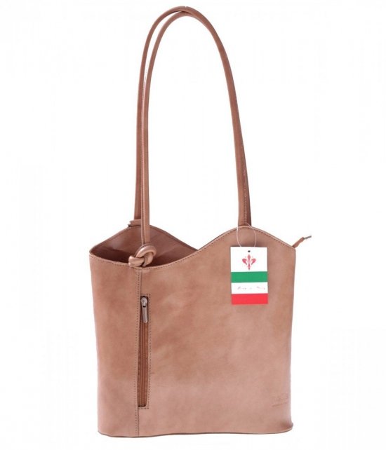 Kožená kabelka batůžek Made in Italy béžová