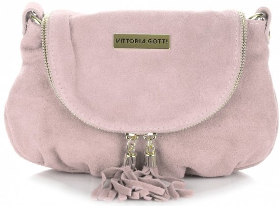 Kožené kabelka listonoška Vittoria Gotti pudrová růžová V414S