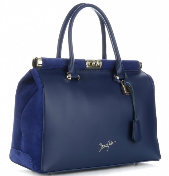 Kožené kabelka kufřík Vittoria Gotti chpově modrá V816(1