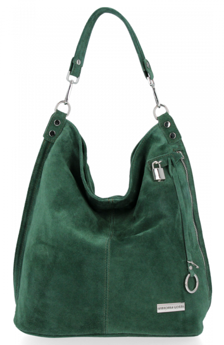 Kožené kabelka univerzální Vittoria Gotti lahvově zelená VG42