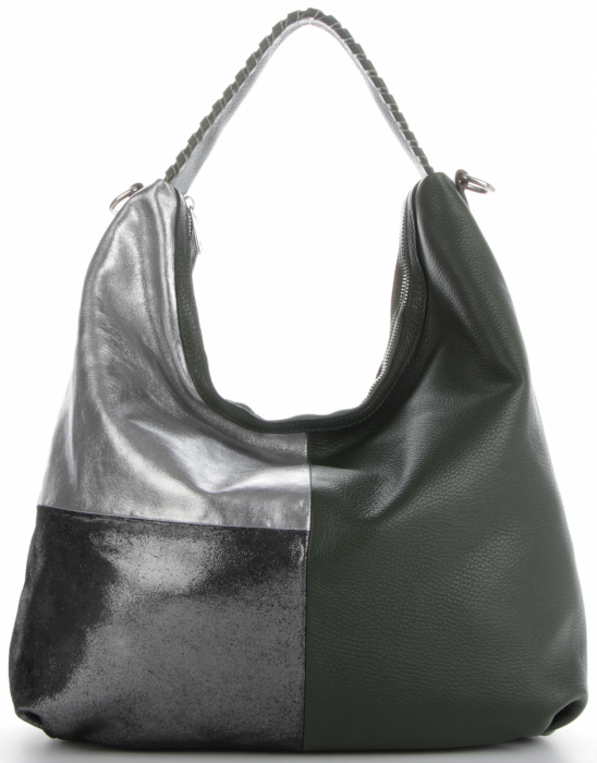 Kožené kabelka shopper bag Genuine Leather zelená 5521