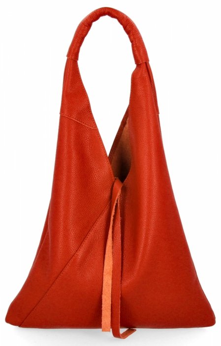 Italská kožená taška Shopper Bag s malou kosmetickou taštičkou 5820S oranžová