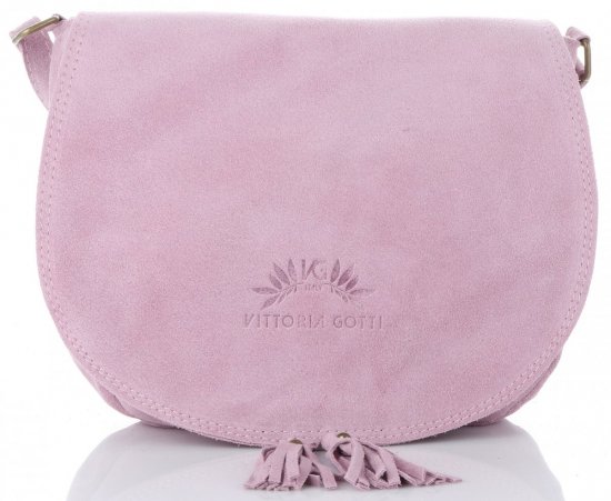 Kožené kabelka listonoška Vittoria Gotti pudrová růžová V2002