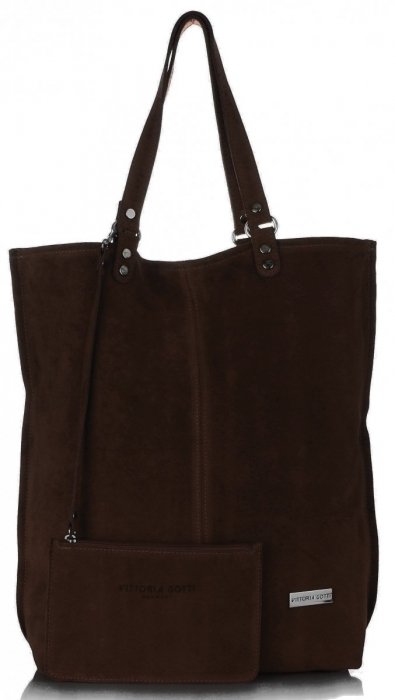 Kožené kabelka shopper bag Vittoria Gotti čokoládová V22