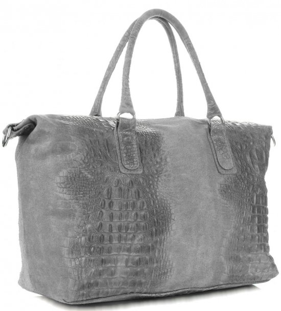 Kožené kabelka kufřík Genuine Leather šedá 1175