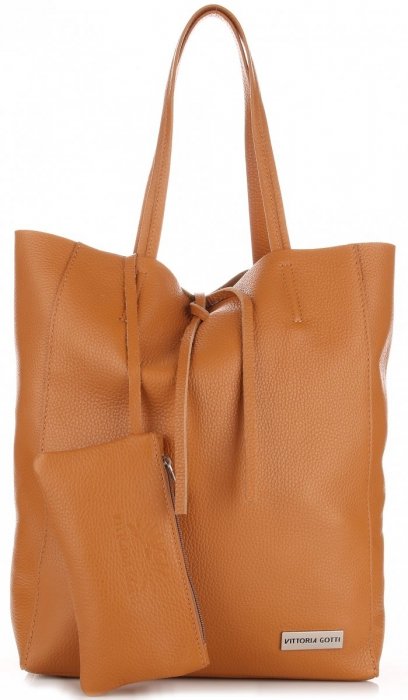 Kožené kabelka shopper bag Vittoria Gotti zrzavá V775