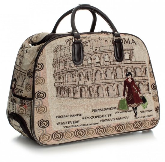 Cestovní taška na kolečkách s výsuvnou teleskopickou rukojetí Or&amp;Mi ROMA Multicolor - béžová