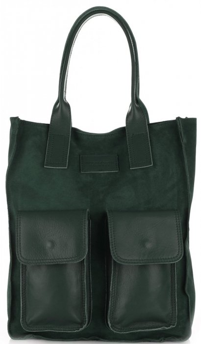 Bőr táska shopper bag Vittoria Gotti palackzöld V27A