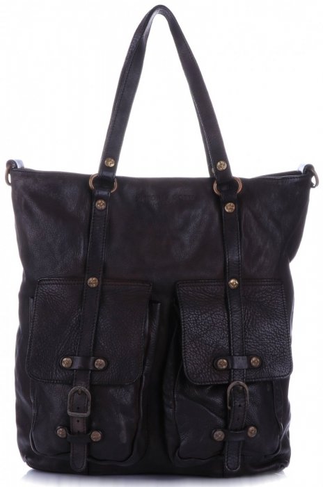 Bőr táska shopper bag Vittoria Gotti csokoládé V3650