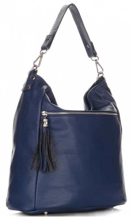 Bőr táska shopper bag Genuine Leather tengerkék 1326