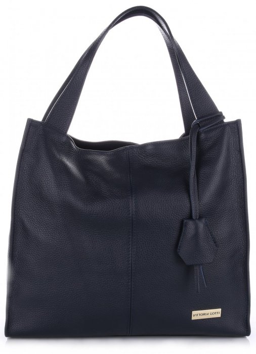 Bőr táska shopper bag Vittoria Gotti tengerkék V2