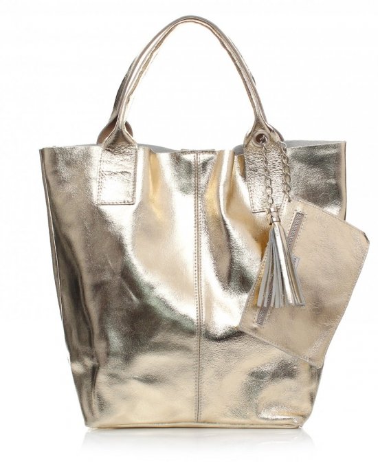 Bőr táska shopper bag Genuine Leather óarany 555