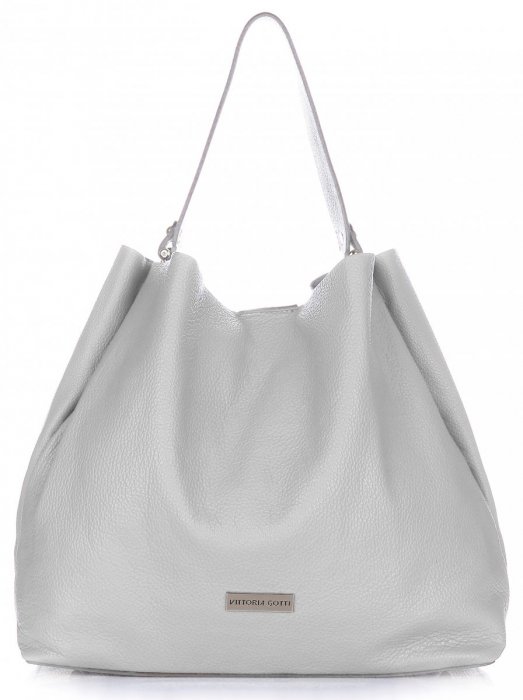 Bőr táska shopper bag Vittoria Gotti világosszürke V230