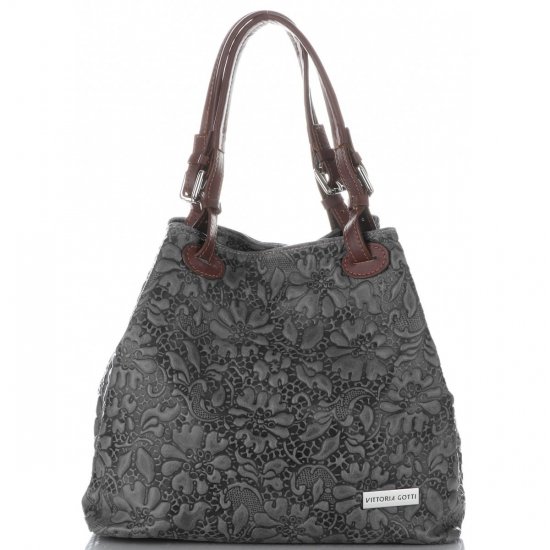 Bőr táska shopper bag Vittoria Gotti szürke V80049