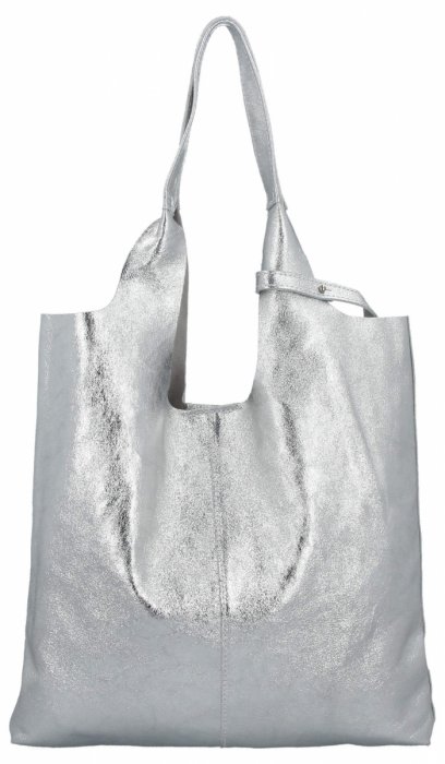 Bőr táska shopper bag Vittoria Gotti ezüst 165