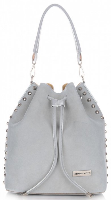 Bőr táska shopper bag Vittoria Gotti világosszürke V3020