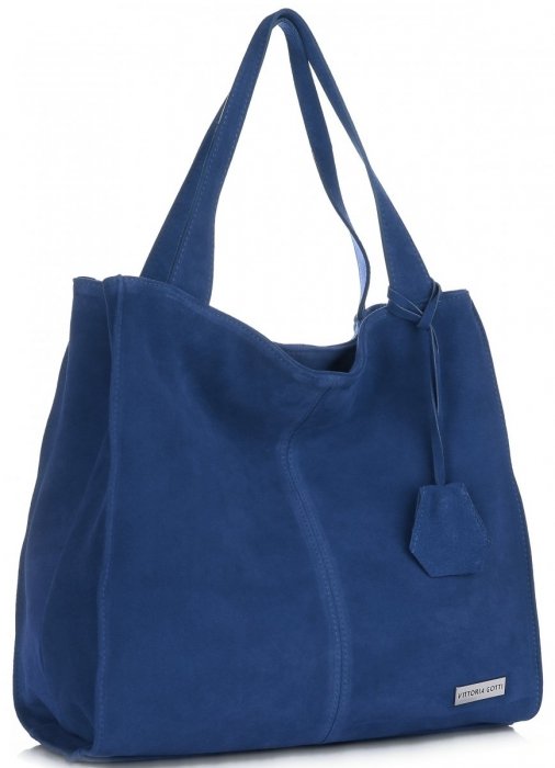Bőr táska shopper bag Vittoria Gotti kék V501