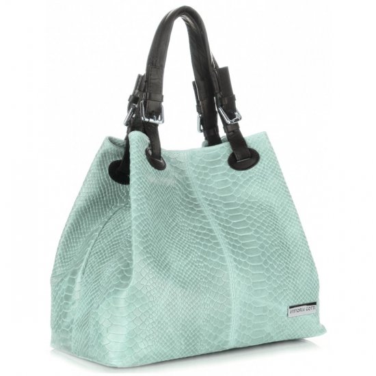 Bőr táska shopper bag Vittoria Gotti menta V2L