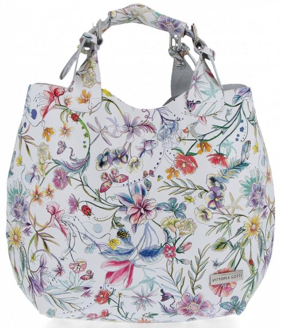 Bőr táska shopper bag Vittoria Gotti fehér V216F