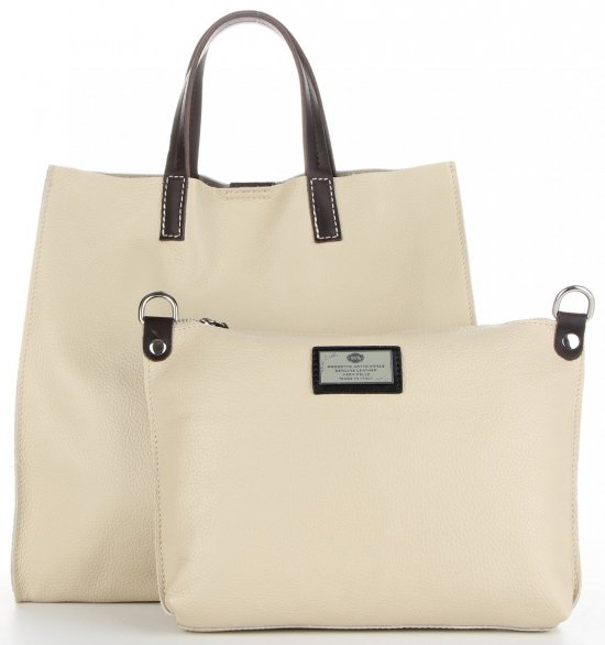 Bőr táska shopper bag Genuine Leather bézs 691756