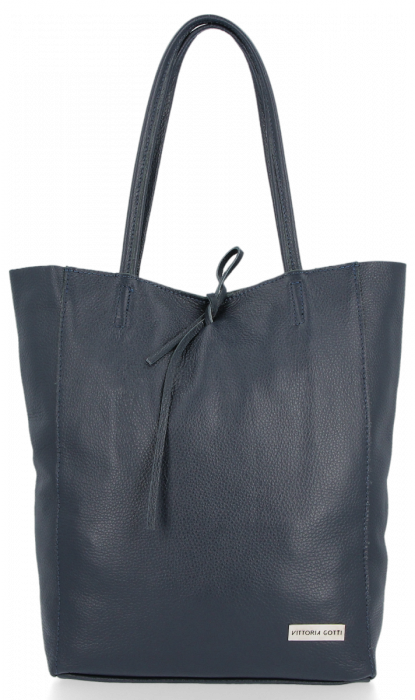 Bőr táska shopper bag Vittoria Gotti tengerkék V21E