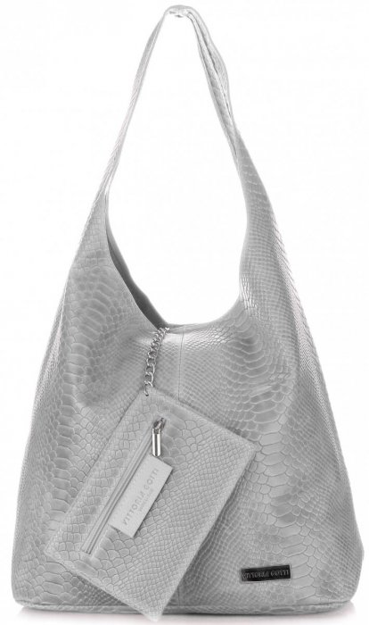 Bőr táska shopper bag Vittoria Gotti világosszürke V8804