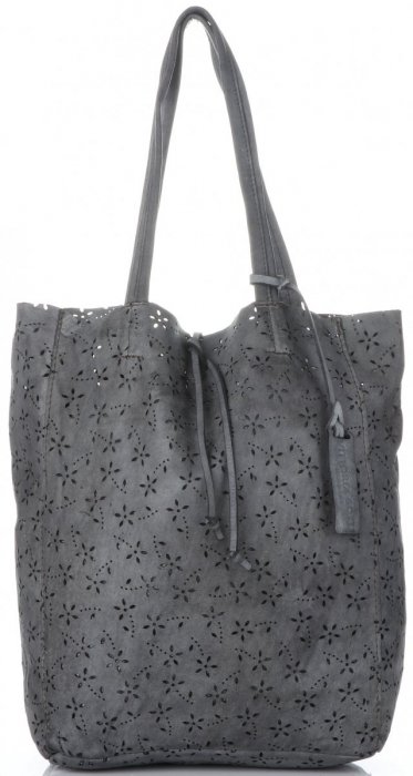 Bőr táska shopper bag Vittoria Gotti szürke VL299