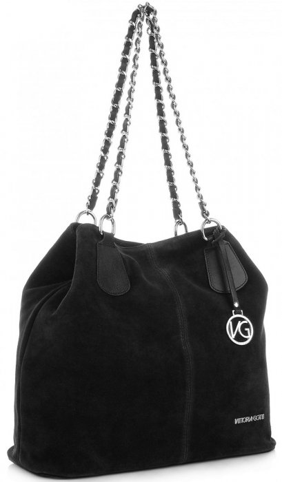 Bőr táska shopper bag Vittoria Gotti fekete V3081
