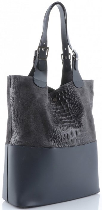 Bőr táska shopper bag Genuine Leather szürke 216