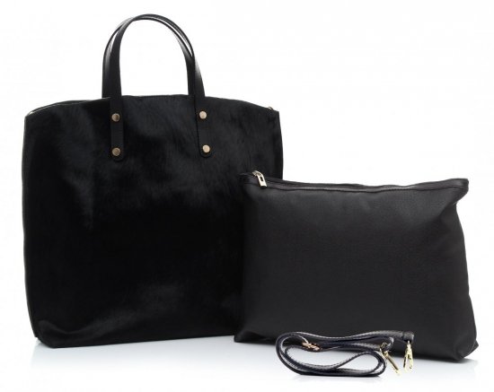 Bőr táska shopper bag Genuine Leather fekete 806576